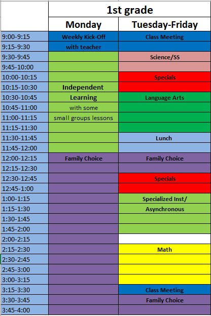 First grade schedule