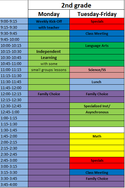 second grade schedule