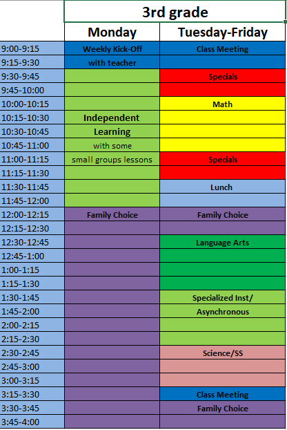 third grade schedule